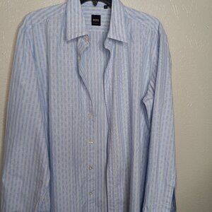 HUGO BOSS Striped Button-Up Dress Shirt Size L